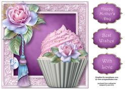 Pastel Rose Cupcake 8x8 Quick Topper
