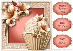 Ivory Lilies Cupcake 8x8 Quick Topper