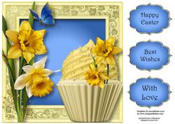 Spring Daffodils Cupcake 8x8 Quick Topper