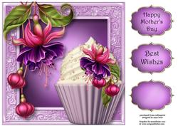 Fabulous Fuschias Cupcake 8x8 Quick Topper