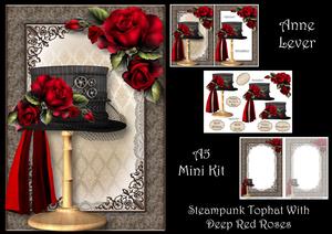 Steampunk Top Hat with Deep Red Roses Mini Kit
