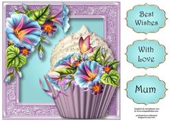Morning Glory Cupcake 8x8 Quick Topper