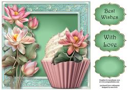 Lovely Lotus Cupcake 8x8 Quick Topper