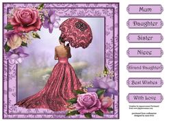 Belle Roses & Parasol 8x8 Quick Topper