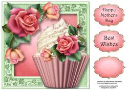 Downton Rose Cupcake 8x8 Quick Topper