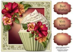 Hibiscus Berries Cupcake 8x8 Quick Topper
