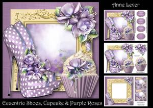 Eccentric Shoes, Cupcake & Purple Roses Mini Kit