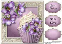 Beautiful Purple Lilies Cupcake 8x8 Quick Topper