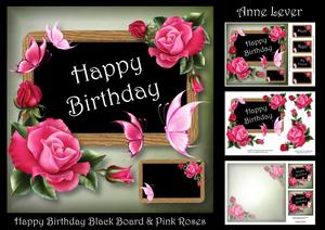 Birthday Black Board & Pink Roses