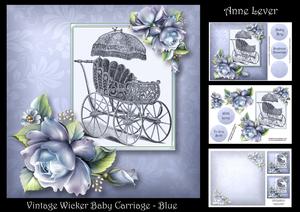 Vintage Wicker Baby Carriage - Blue Mini Kit