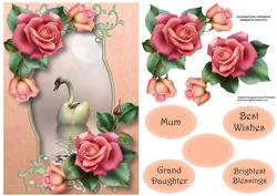 Beautiful Swan with Pink & Peach Roses A5