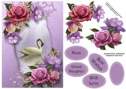 Beautiful Swan with Belle Roses A5