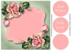 Pale Pink Roses - Blank - 8x8 Quick Topper
