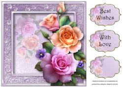 Pretty Spring Rose Bouquet 8x8 Quick Topper