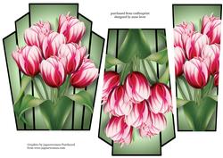 Art Deco Stacker Topper - Striped Pink Tulips