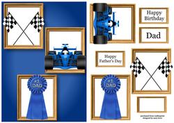 Blue Race Car Dad - Frame Trio