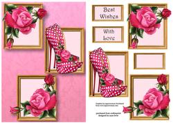 Spotty Shoes & Deep Pink Roses Frame Trio