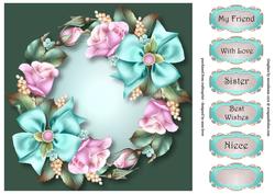 The Tiffany Rose Wreath 8x8 Quick Topper