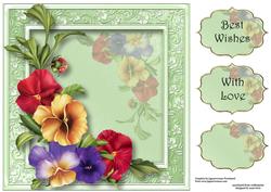 Beautiful Pansies 8x8 Quick Topper