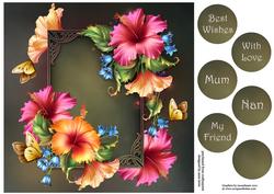 Hibiscus & Butterflies 8x8 Quick Topper