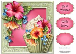 Gorgeous Hibiscus Cupcake 8x8 Quick Topper