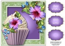 Purple Hibiscus Cupcake 8x8 Quick Topper