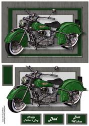 Green Retro Motorbike A5 Landscape