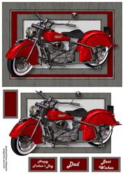 Red Retro Motorbike A5 Landscape