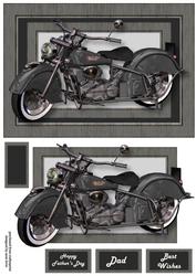 Grey Retro Motorbike A5 Landscape