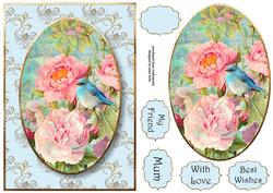 Beautiful Bluebird & Vintage Flowers