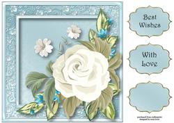 White Painted Rose 8x8 Quick Topper