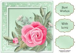 Pink Painted Rose 8x8 Quick Topper