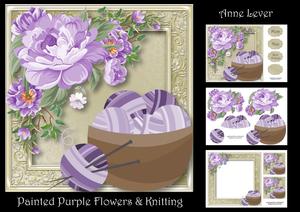 Painted Purple Flowers & Knitting