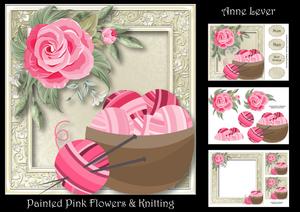 Painted Pink Flowers & Knitting