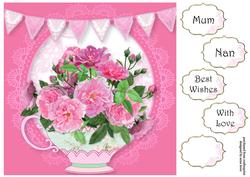 Tea & Peonies 8x8 Quick Topper