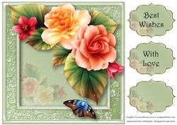Beautiful Peach Begonias 8x8 Quick Topper