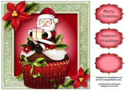 Christmas Cupcake - Santa 8x8 Quick Topper