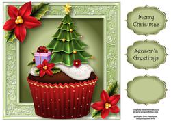 Christmas Cupcake - Tree 8x8 Quick Topper