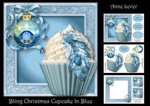 Bling Christmas Cupcake in Blue