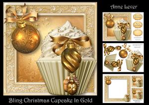 Bling Christmas Cupcake in Gold