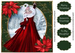 Red Poinsettia Winter Beauty 8x8 Quick Topper