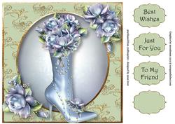 Fabulous Boot & Porcelain Roses 8x8 Quick Topper