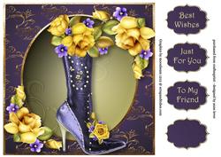 Fabulous Boot & Yellow Roses 8x8 Quick Topper