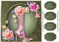 Fabulous Boot & Spring Roses 8x8 Quick Topper