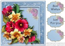 Pink & Yellow Summer Blooms 8x8 Quick Topper