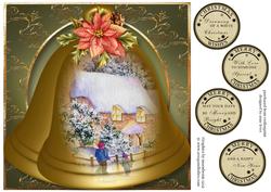 Christmas Bells - Snowy Cottage 8x8 Quick Topper