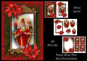 Three Wise Men Red Poinsettias