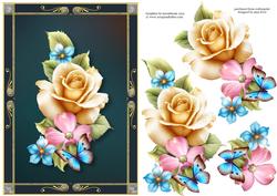 Beautiful Framed Yellow Summer Rose with Decoupage