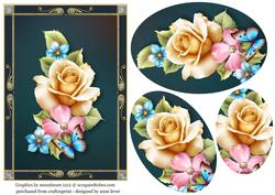 Beautiful Framed Yellow Summer Rose with Pyramage