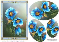 Beautiful Framed Blue Poppies with Pyramage